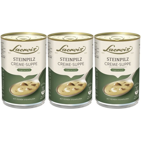 Lacroix Fertiggericht, Lacroix Steinpilz Creme Suppe aromatisch lecker cremig 400ml 3er Pack