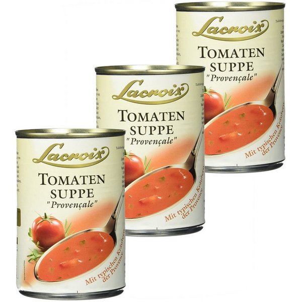 Lacroix Fertiggericht, Lacroix Tomaten Suppe cremig mit Kräutern der Provence 400ml 3er Pack