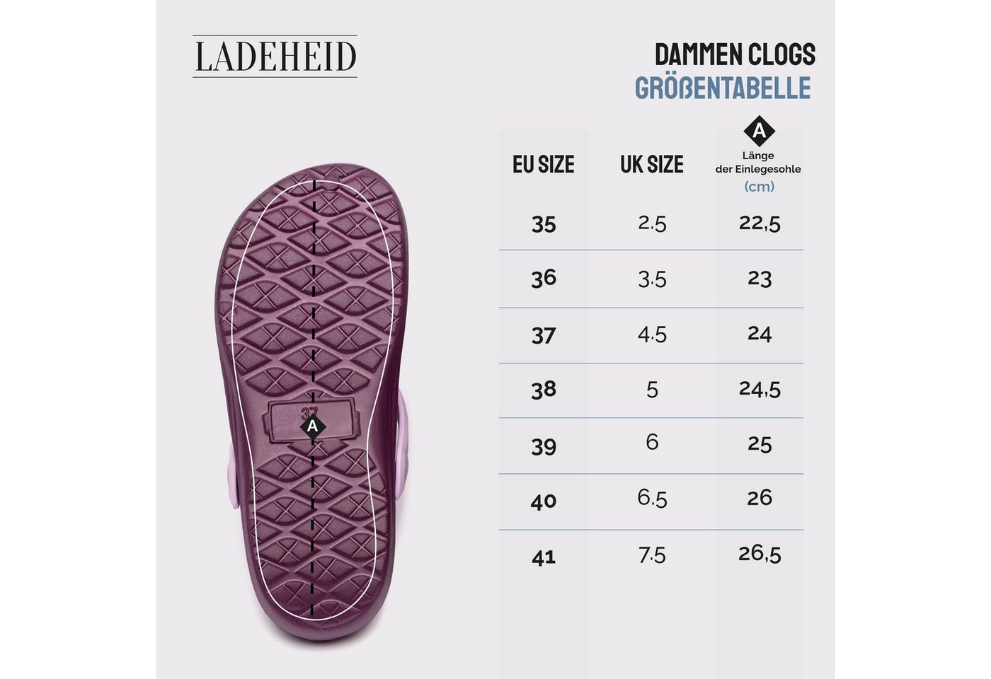 Ladeheid Damen leichte EVA Clogs Gartenclogs Gartenschuhe LACA16 Clog – Bild 3 von 5