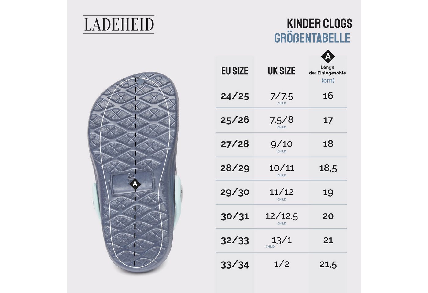 Ladeheid Kinder leichte EVA Clogs Gartenclogs Gartenschuhe LACA15 Clog – Bild 3 von 5