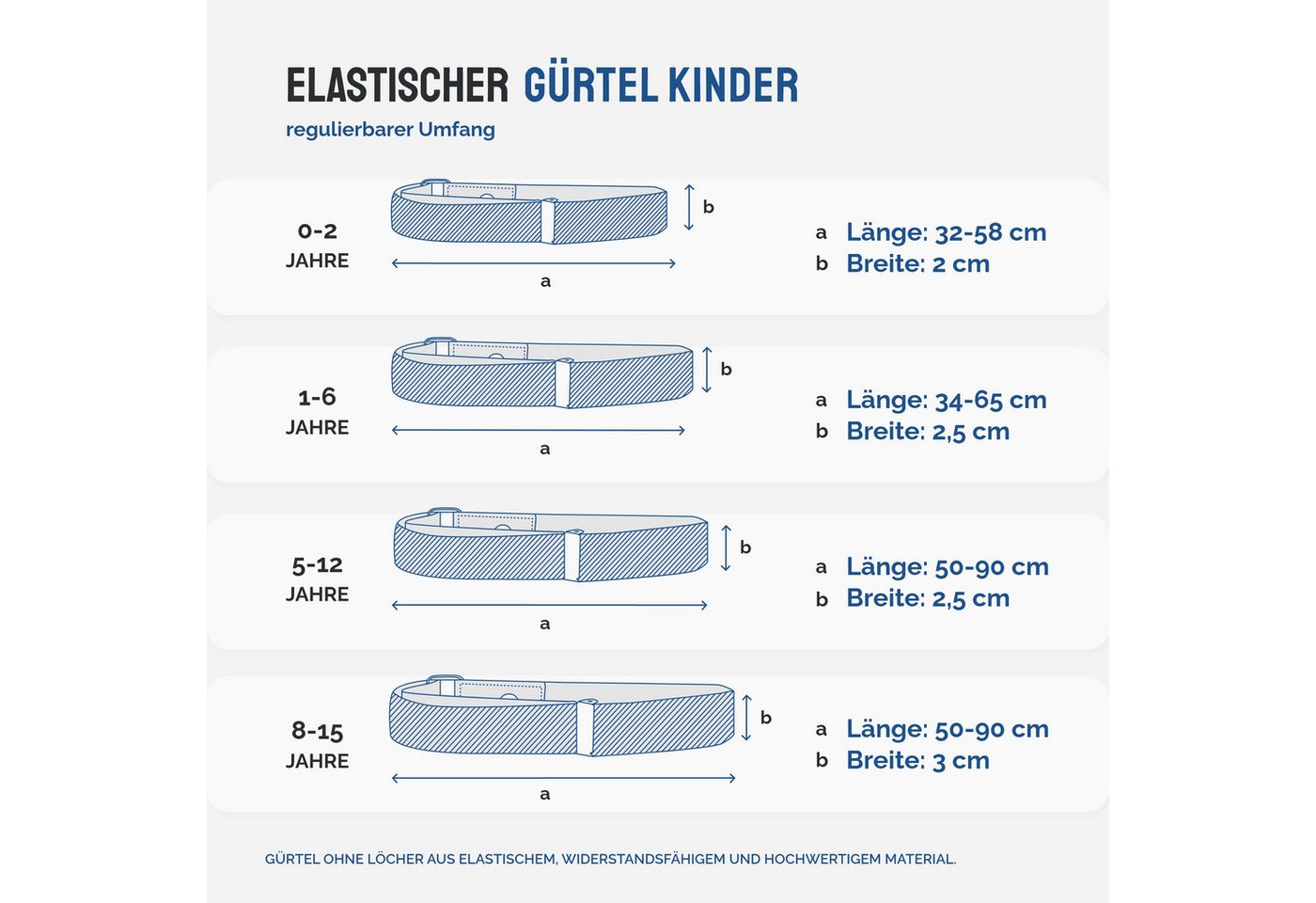 Ladeheid Stoffgürtel 2x Elastischer Kinder Gürtel Elastik-Gürtel 1-6 Jahre 34-65 cm P15-2B (Set, 2-St., 2 Stück) – Bild 4 von 4