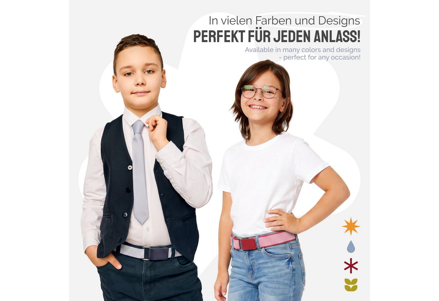 Ladeheid Stoffgürtel Kinder Gürtel Elastik-Gürtel 1-12 Jahre 34-90 cm P15 (1-St) – Bild 4 von 5
