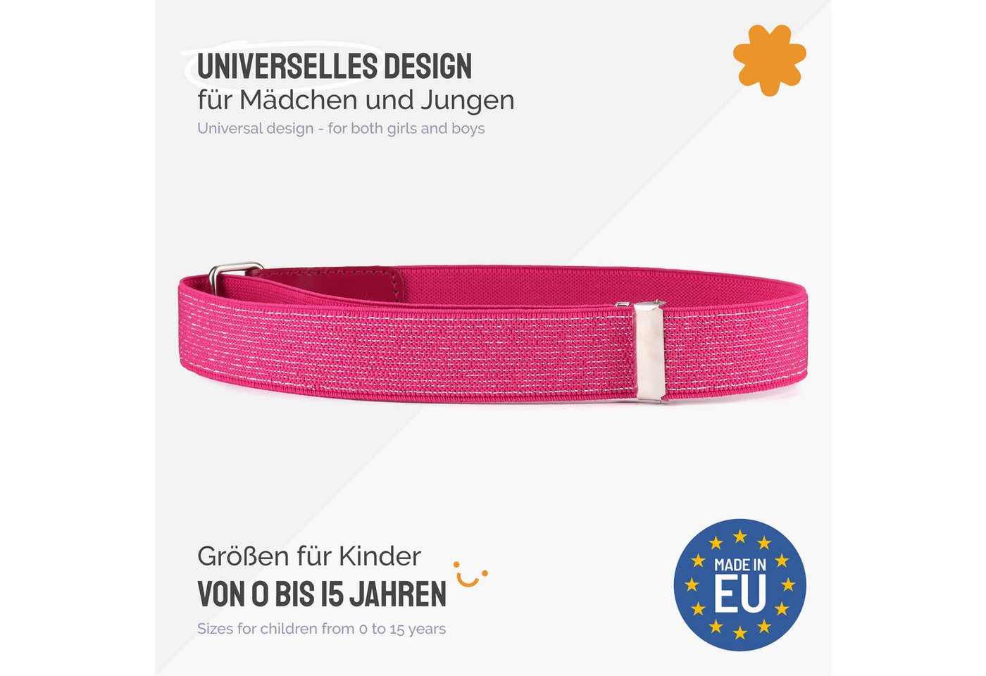Ladeheid Stoffgürtel Kinder Gürtel Elastik-Gürtel 1-12 Jahre 34-90 cm P15 (1-St) – Bild 3 von 5