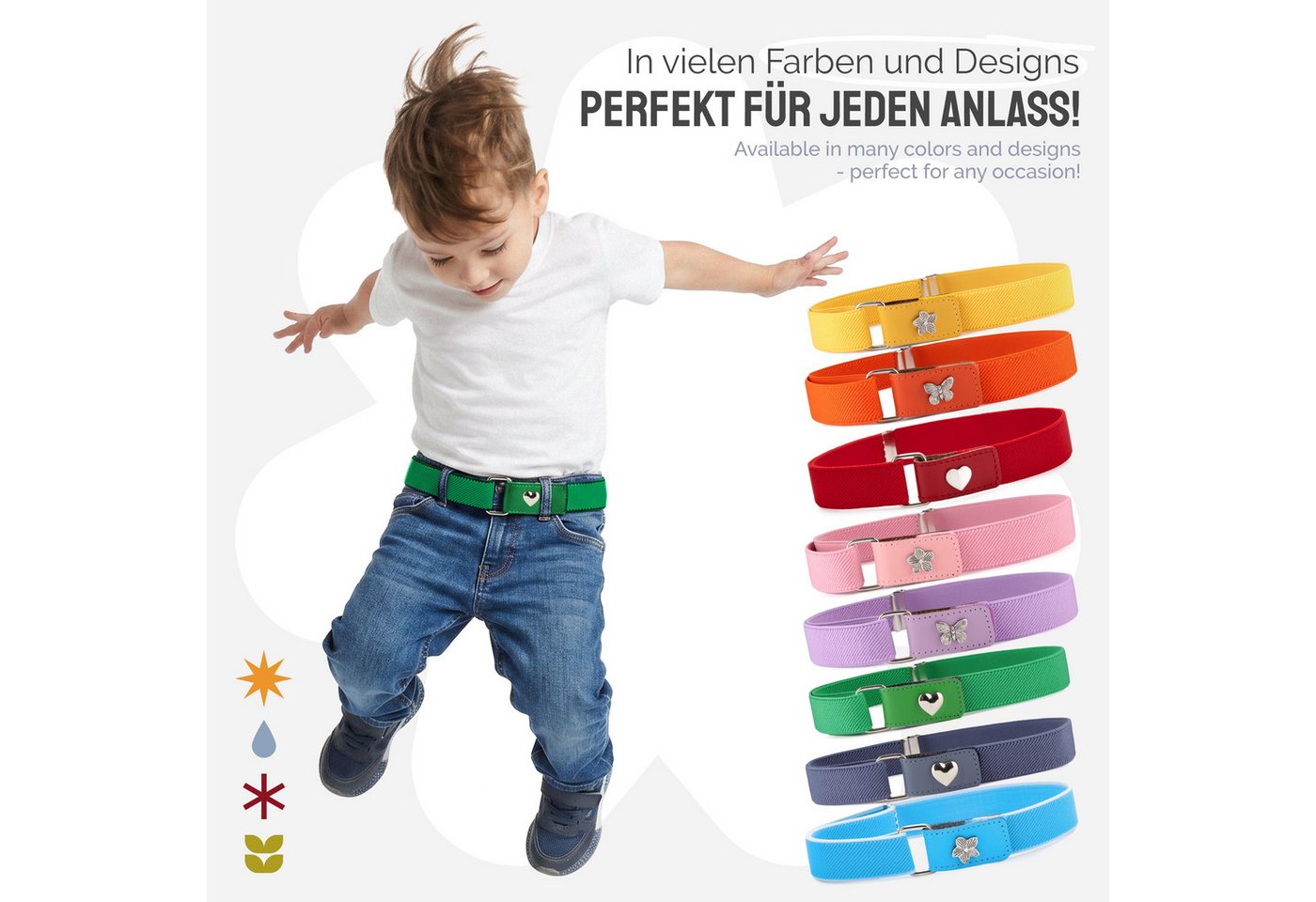 Ladeheid Stoffgürtel Mädchen Gürtel Elastik-Gürtel 1-6 Jahre 34-65 cm P15G (1-St) – Bild 5 von 5