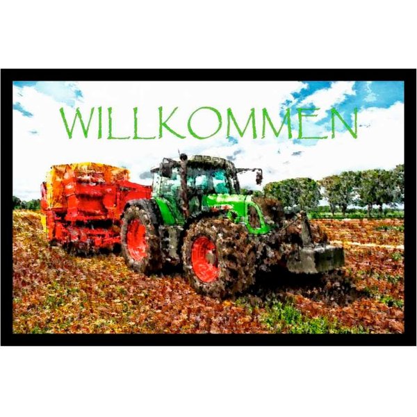 Ladreas Fußmatte Schmutzfangmatte Willkommen Traktor Landwirtschaft F705, 60x40