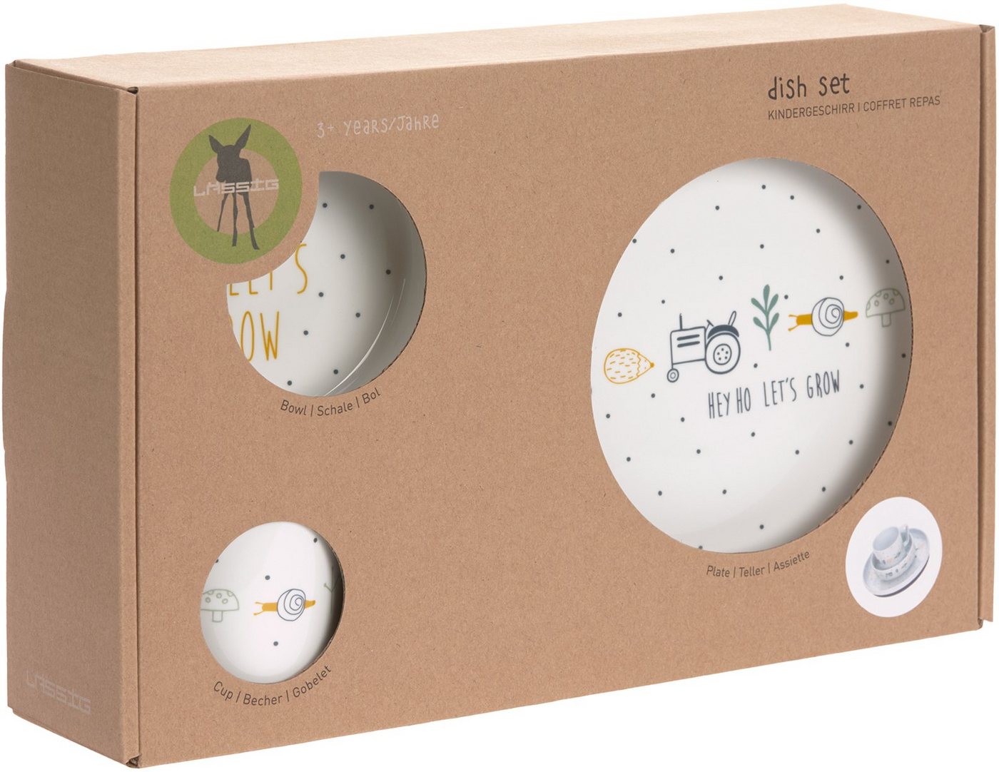LÄSSIG Kindergeschirr-Set Garden Explorer, Traktor (3-tlg), 1 Personen, Porzellan, Silikon, rutschfest – Bild 3 von 5