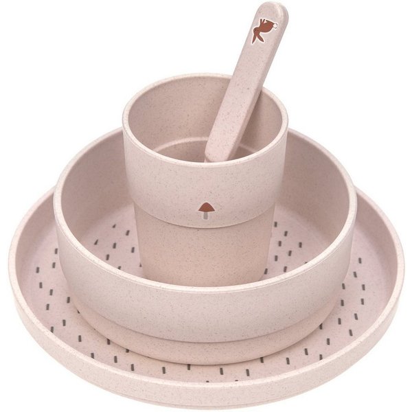 LÄSSIG Kindergeschirr-Set Little Forest, Hase (4-tlg), 1 Personen, Polypropylen, Zellulose, mit Teller, Schale, Becher und Löffel