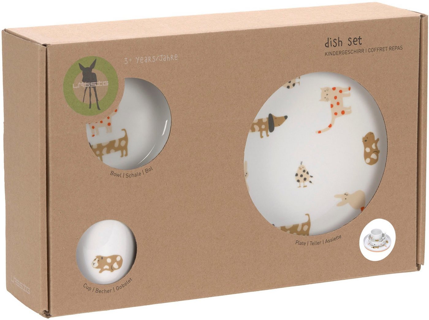 LÄSSIG Kindergeschirr-Set Little Mateys, spicy orange (3-tlg), 1 Personen, Porzellan, rutschfest – Bild 5 von 5