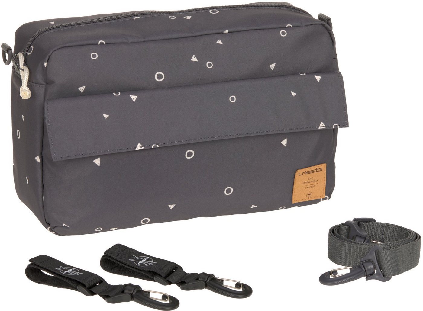 LÄSSIG Kinderwagen-Tasche Casual, Buggy Organizer Bag, Universe Anthracite, für Kinderwagen oder Buggy, PETA-approved vegan – Bild 5 von 5