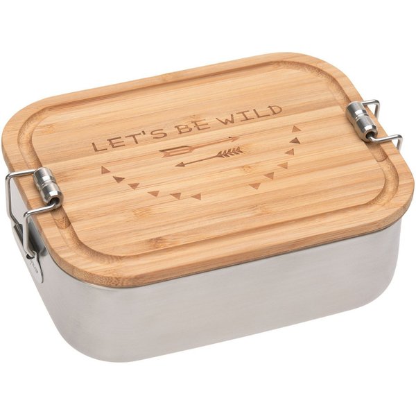 LÄSSIG Lunchbox Bamboo, Adventure, Bambus, Edelstahl, (1-tlg), mit Holzdeckel
