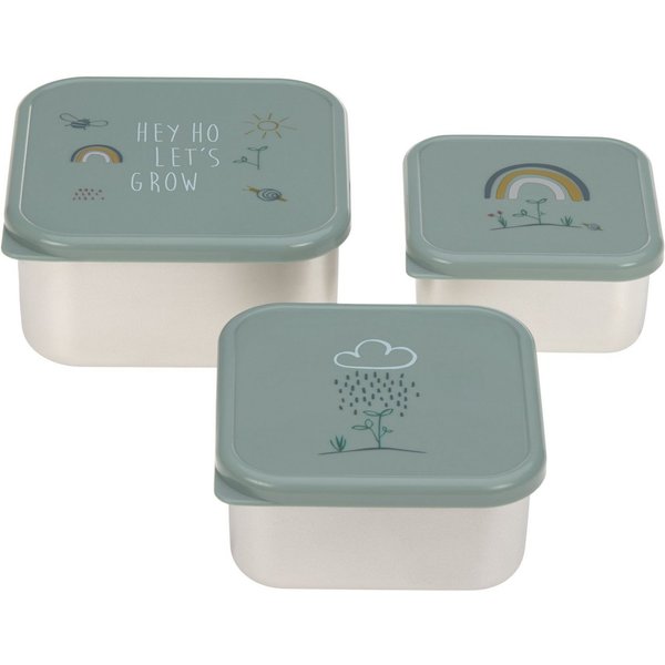 LÄSSIG Lunchbox Garden Explorer, green, Edelstahl, Polyprophylen (PP), (Set, 3-tlg)