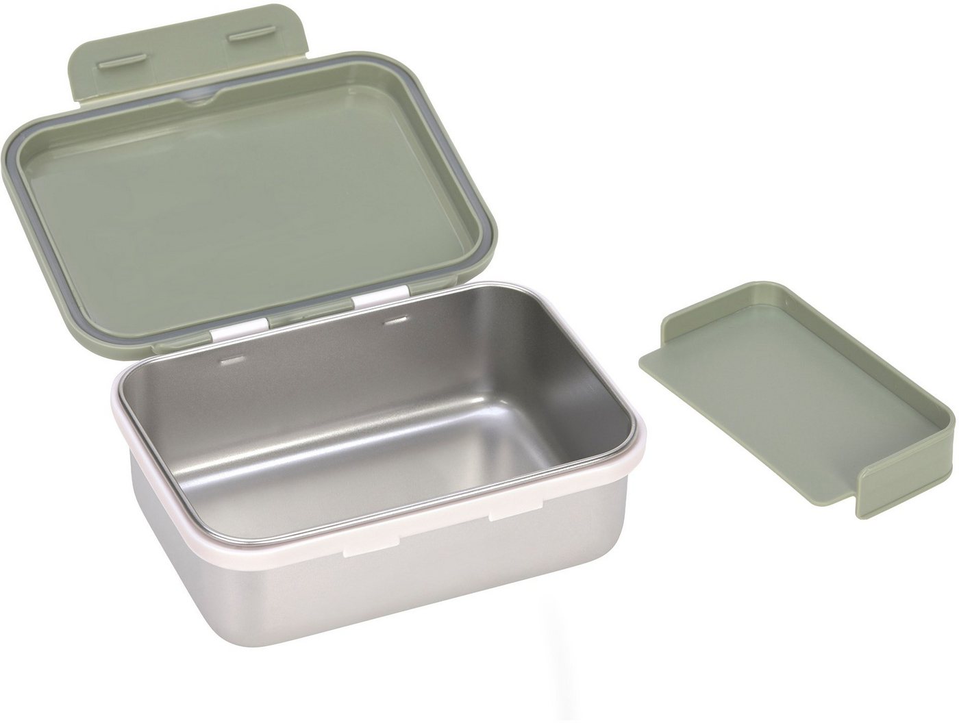 LÄSSIG Lunchbox Happy Prints, Light Olive, Edelstahl, Polyprophylen (PP), Silikon, (1-tlg) – Bild 3 von 4