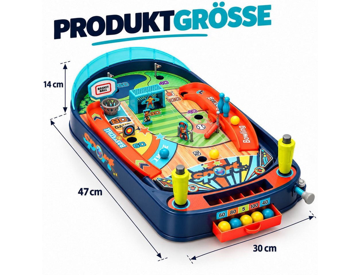 laio Spieltisch Flipper Spiel mit Kugeln, Buntes Pinball Tischspiel – Bild 4 von 5