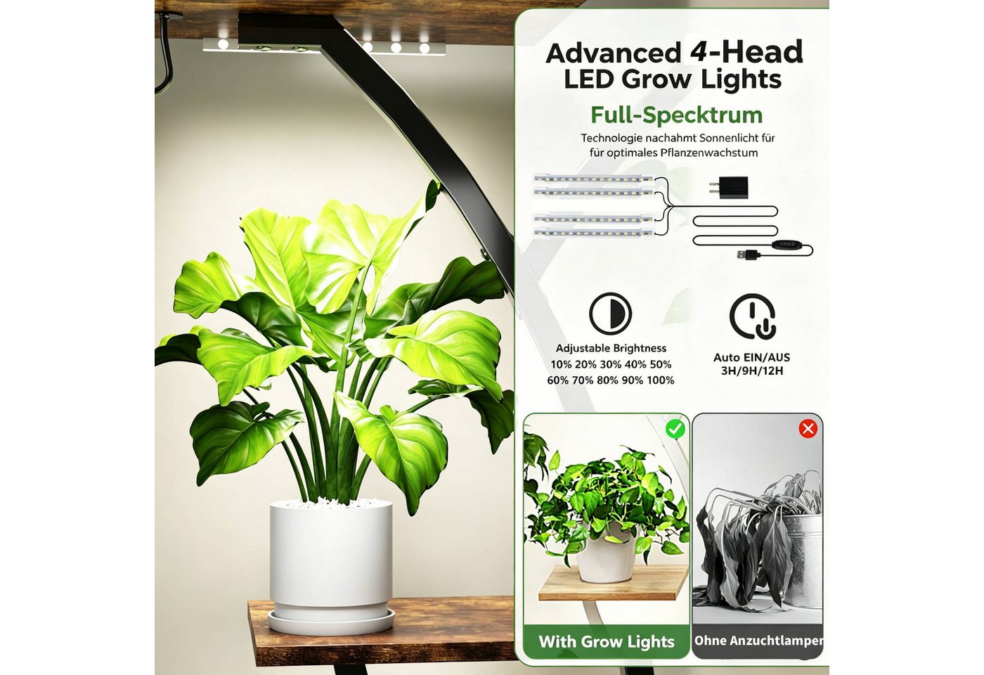 LALAHO Blumenständer Blumenständer mit Wachstumslicht – Bild 2 von 5