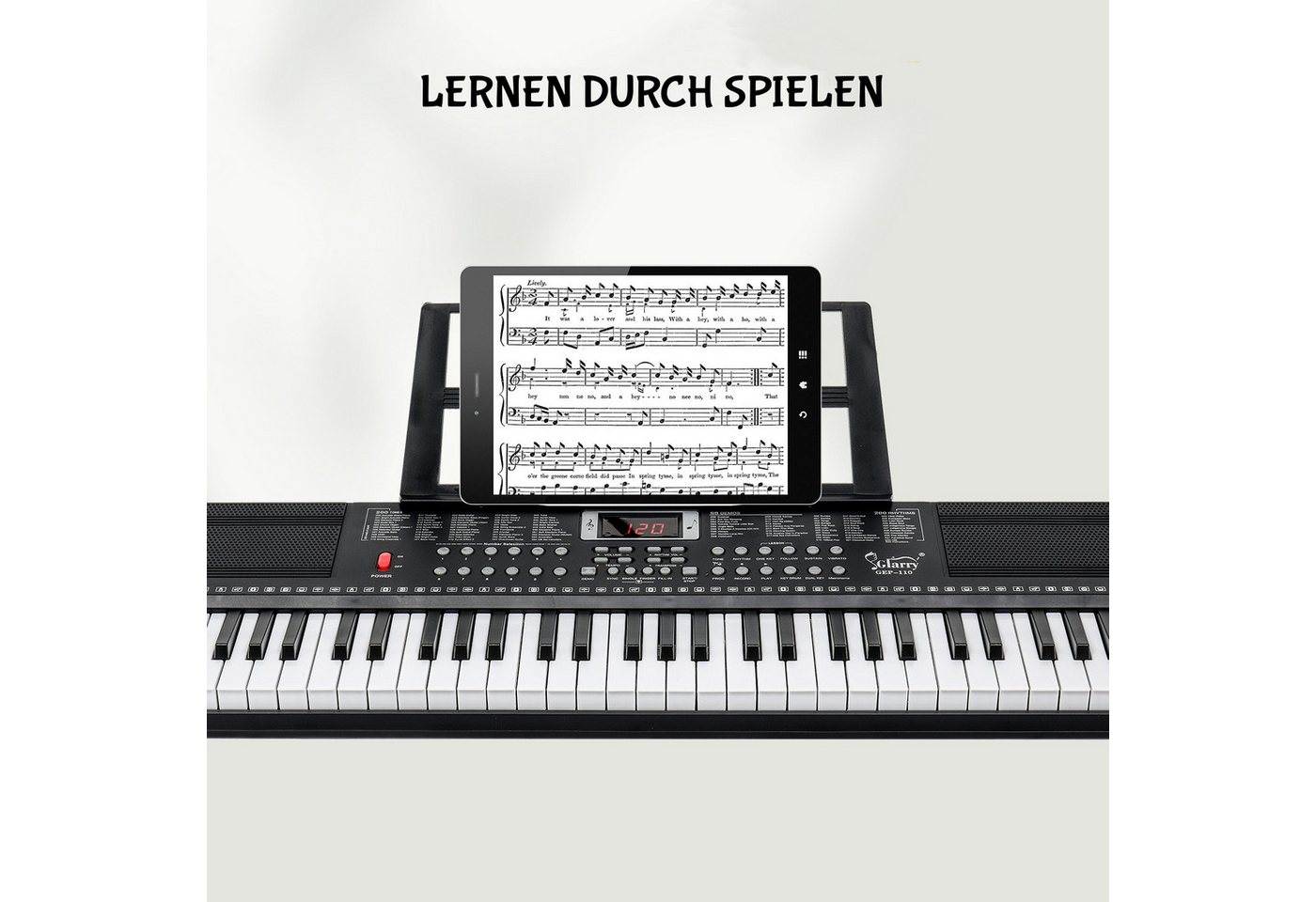 LALAHO Klavier 61 Tasten E Keyboard,Digitalpiano Set, Elektronisches Klavier,Keyboardständer, Keyboardbank und Mikrofon – Bild 3 von 5