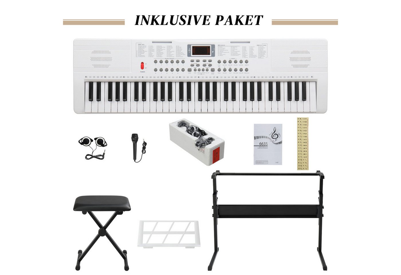 LALAHO Klavier 61 Tasten E Keyboard,Digitalpiano Set, Elektronisches Klavier,Keyboardständer, Keyboardbank und Mikrofon – Bild 3 von 5