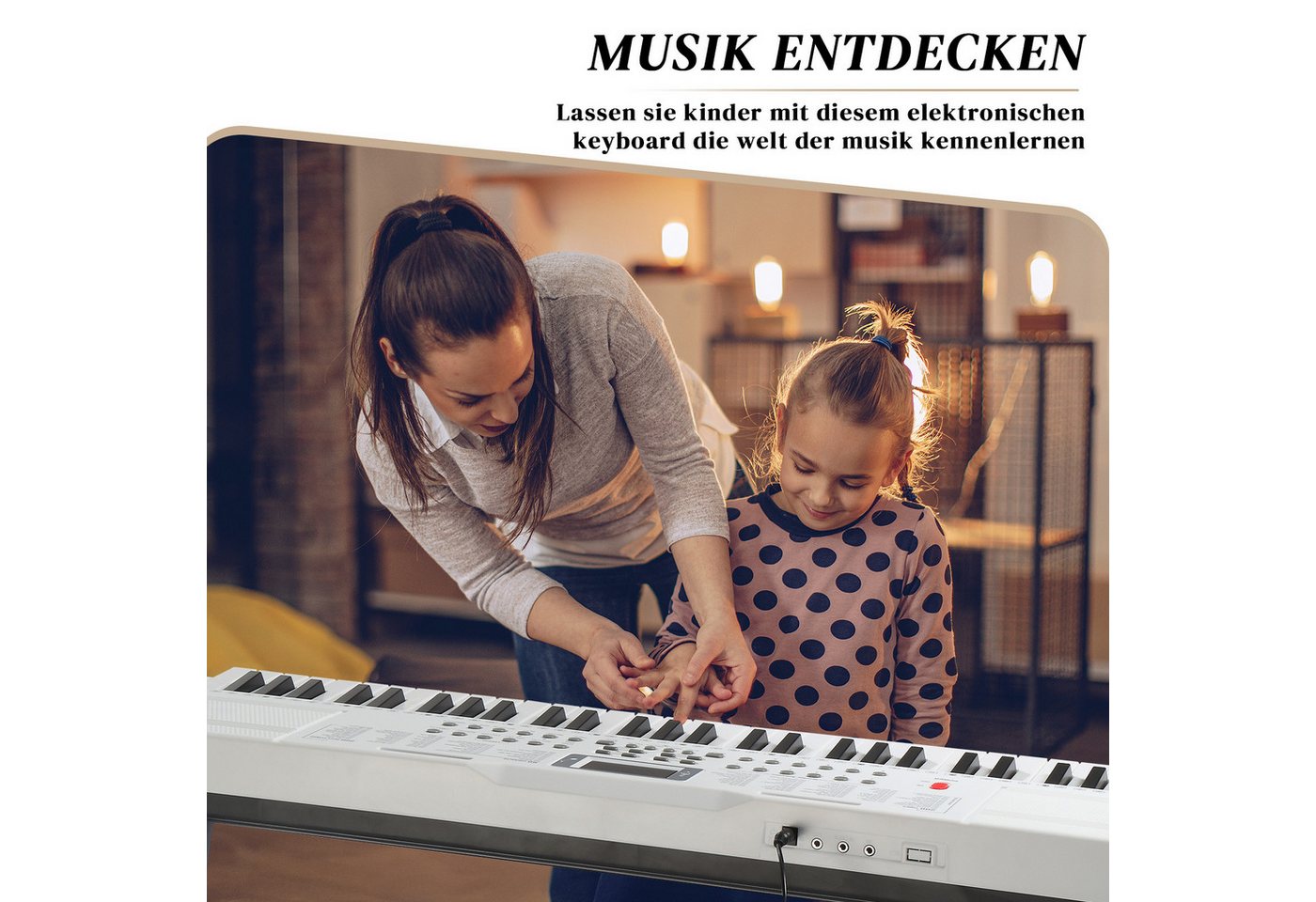 LALAHO Klavier 61 Tasten E Keyboard,Digitalpiano Set, Elektronisches Klavier,Keyboardständer, Keyboardbank und Mikrofon – Bild 5 von 5