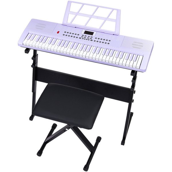 LALAHO Klavier 61 Tasten E Keyboard,Digitalpiano Set, Elektronisches Klavier,Keyboardständer, Keyboardbank und Mikrofon