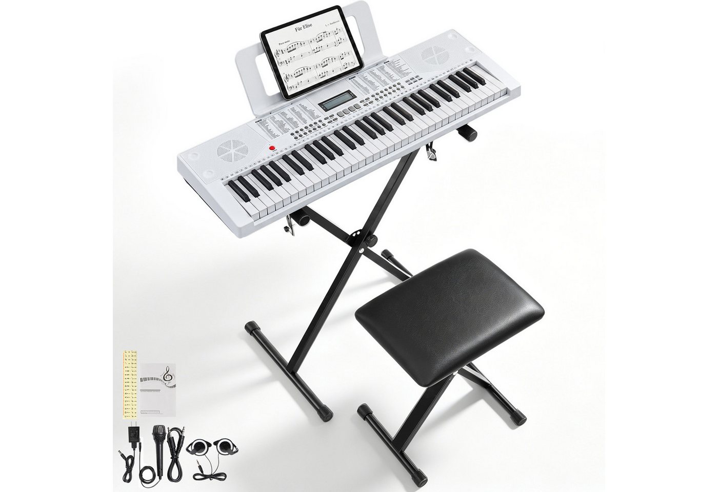 LALAHO Klavier 61 Tasten E Keyboard Set mit Ständer, Digital Keyboard, LCD-Display mit MIDI USB, Kinder Keyboard Set, Digitalpiano Anfänger – Bild 3 von 5