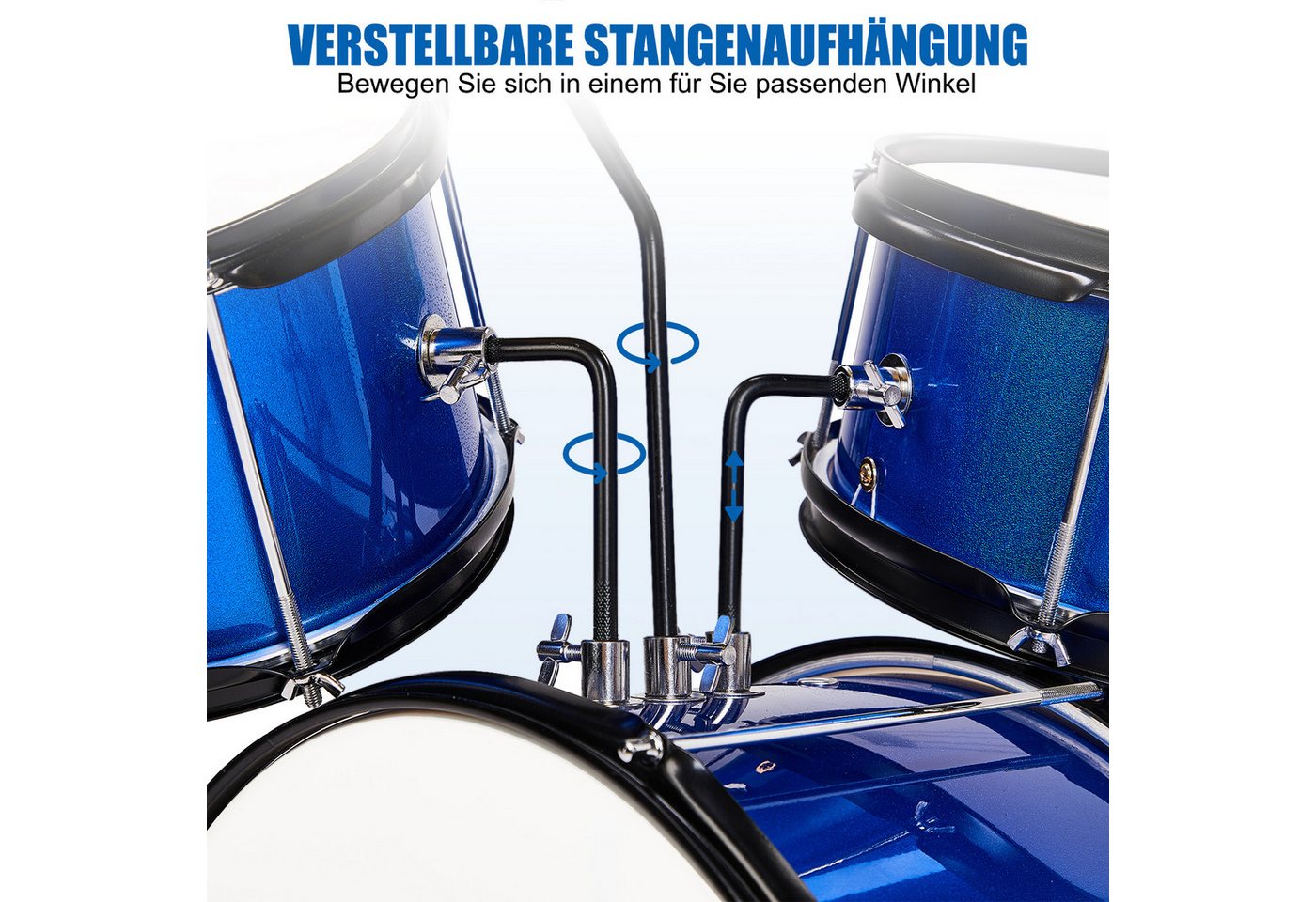 LALAHO Schlagzeug 3-teilig, Drum-Set Schlagzeugset für Kinder, mit Thron-Becken-Pedal, zwei Paar Drumsticks,35cm Bass Drum – Bild 3 von 5