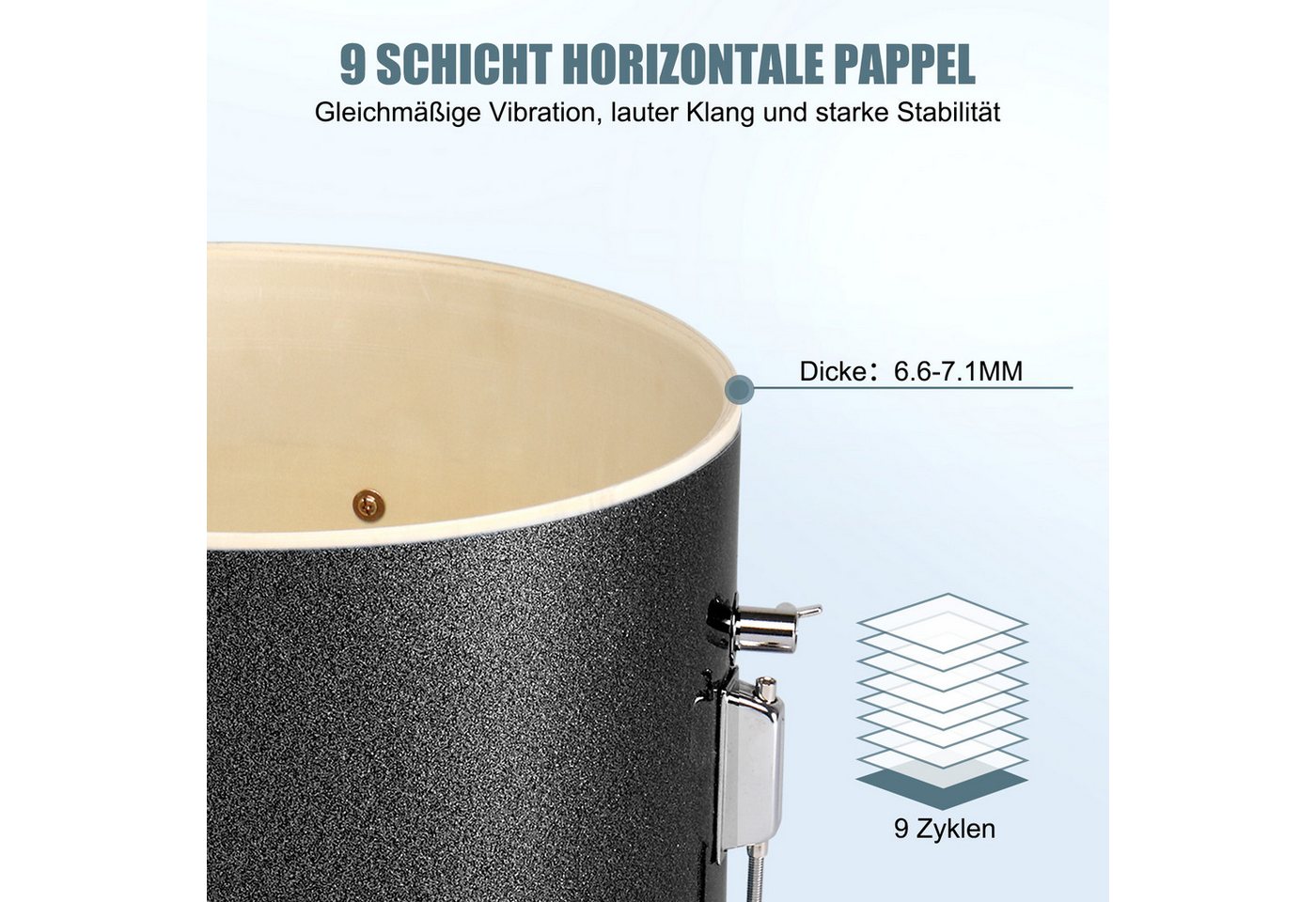 LALAHO Schlagzeug 3-teilig, Drum-Set Schlagzeugset für Kinder, mit Thron-Becken-Pedal, zwei Paar Drumsticks,35cm Bass Drum – Bild 3 von 5