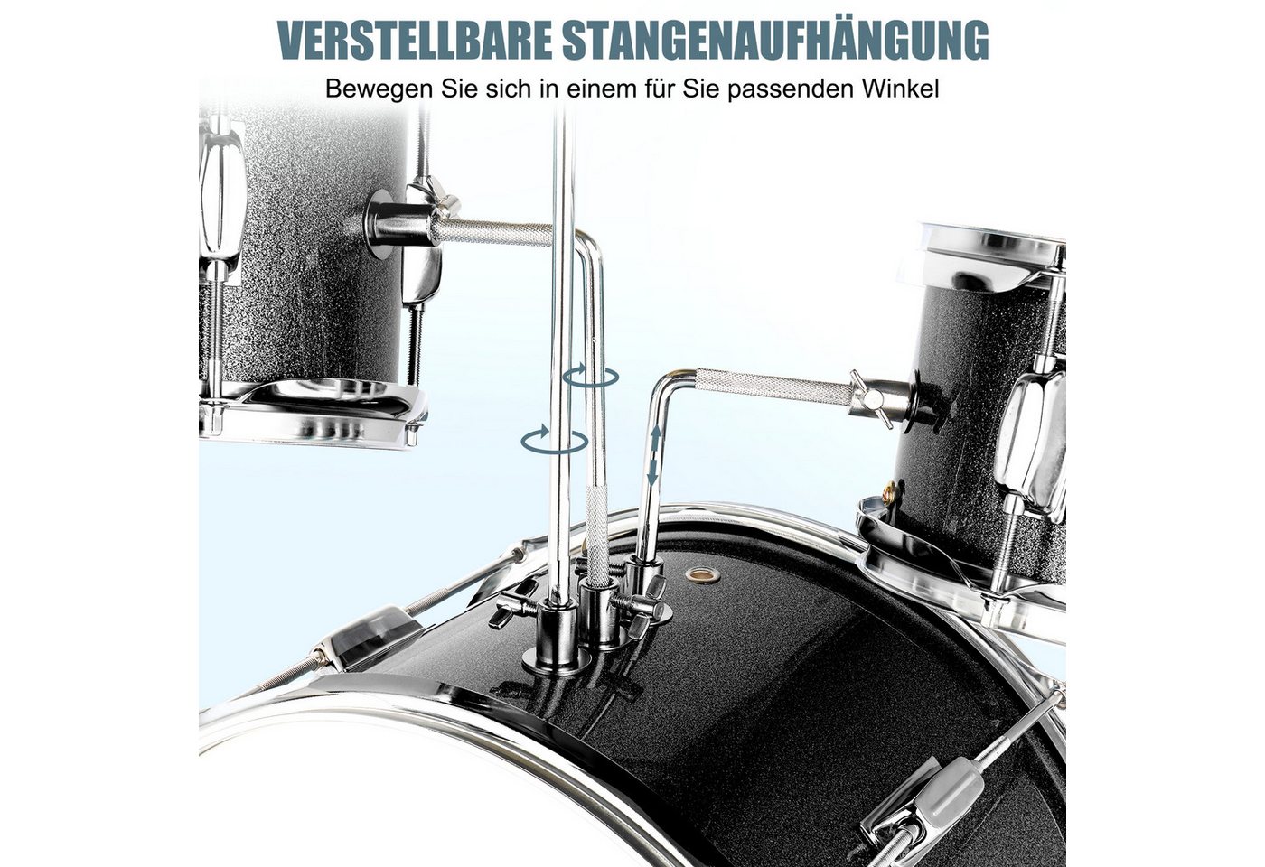 LALAHO Schlagzeug 3-teilig, Drum-Set Schlagzeugset für Kinder, mit Thron-Becken-Pedal, zwei Paar Drumsticks,35cm Bass Drum – Bild 4 von 5