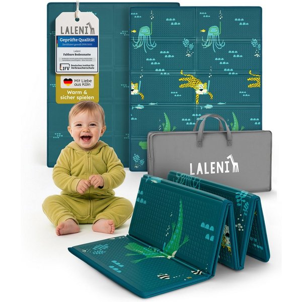 Laleni Spielmatte Krabbelmatte Baby, wasserdichte Spielmatte faltbar - Indoor & Outdoor, isolierende Spielmatte Kinder - weich & schützt vor kaltem Untergrund