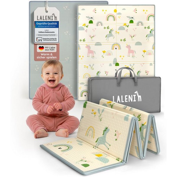 Laleni Spielmatte Krabbelmatte Baby, wasserdichte Spielmatte faltbar - Indoor & Outdoor, isolierende Spielmatte Kinder - weich & schützt vor kaltem Untergrund