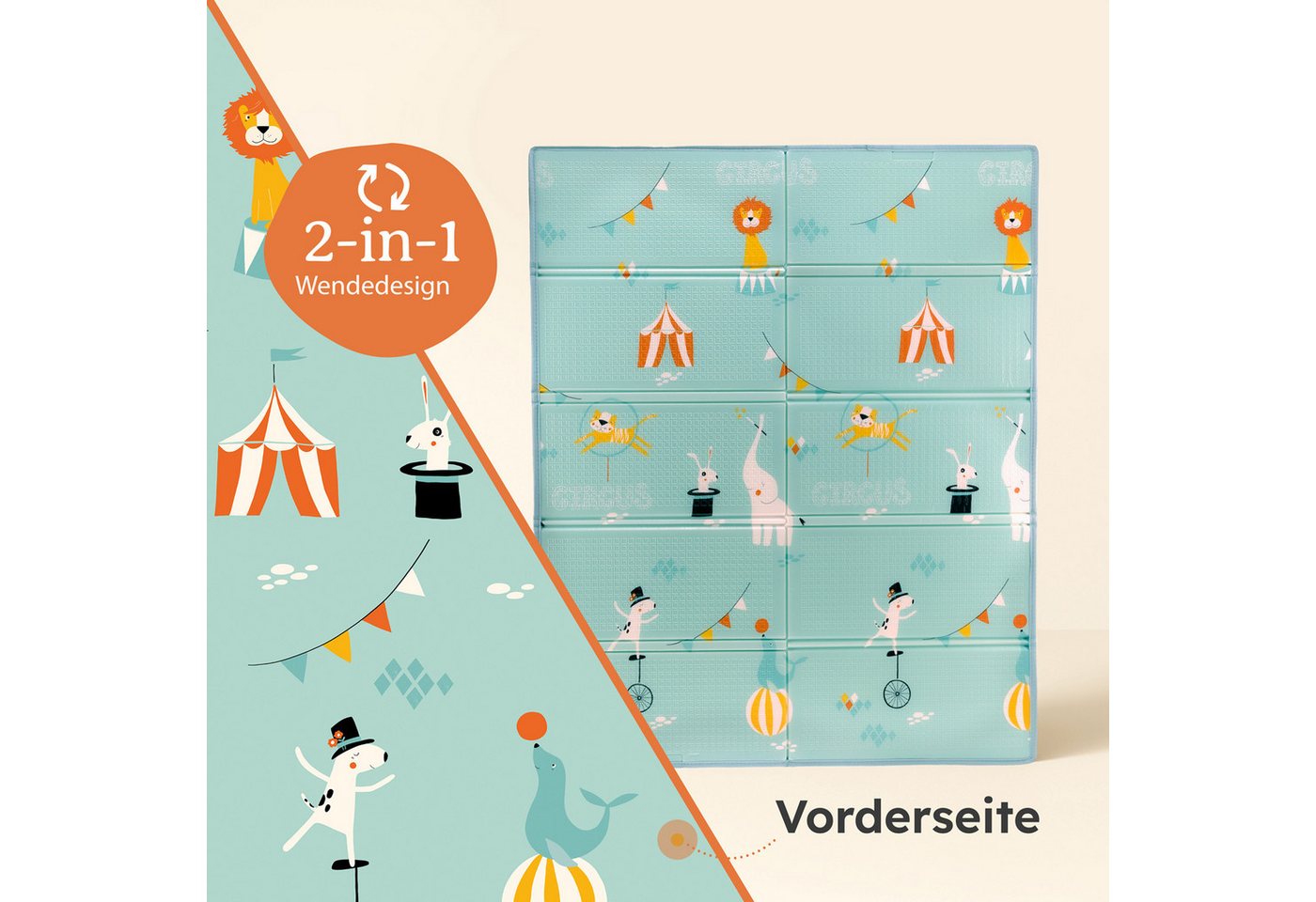 Laleni Spielmatte Krabbelmatte Baby, wasserdichte Spielmatte faltbar - Indoor & Outdoor, isolierende Spielmatte Kinder - weich & schützt vor kaltem Untergrund – Bild 3 von 5