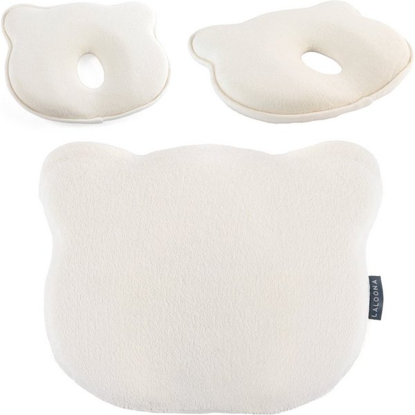 LaLoona Babykissen beige, Babykissen gegen Kopfverformung / Plattkopf Kopfkissen für Neugeborene
