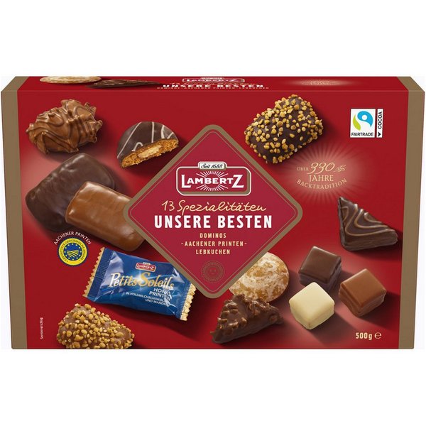 Lambertz Süßigkeit, Lambertz Lebkuchenmischung Unsere Besten Dominos Aachener Print 500g