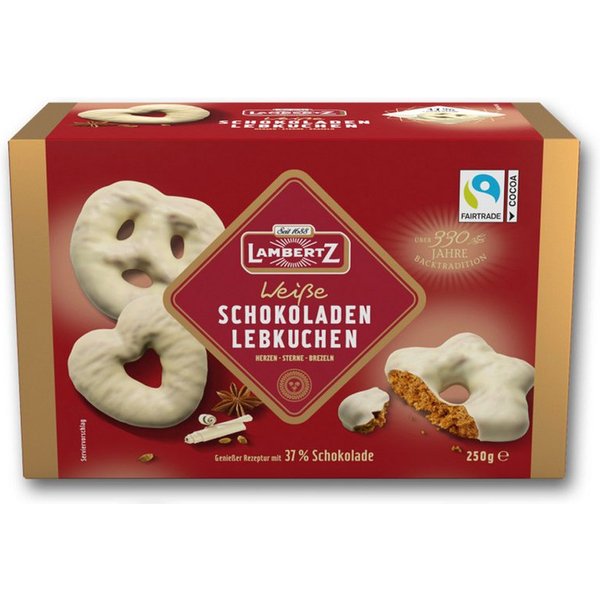 Lambertz Süßigkeit, Lambertz Schokoladen Lebkuchen Sterne Herzen und Brezeln 250g