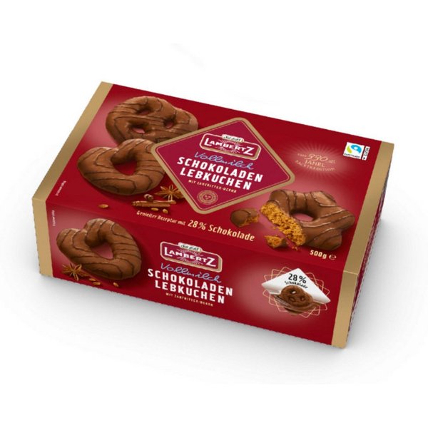 Lambertz Süßigkeit, Lambertz Schokoladen Lebkuchen Herzen Sterne Brezeln Vollmilch 500g