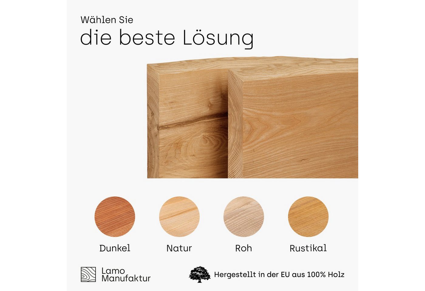 LAMO Manufaktur Waschtischplatte LWP (Waschtisch, Konsolentischplatte), 40mm starke Massivholzplatte – Bild 3 von 5