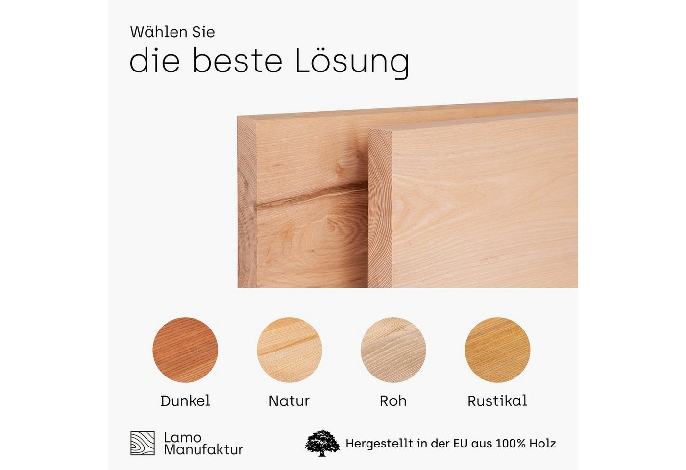 LAMO Manufaktur Waschtischplatte LWPG (Waschtisch, Konsolentischplatte), 40mm starke Massivholzplatte – Bild 3 von 5