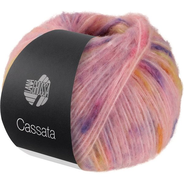 LANA GROSSA Cassata 0002 rose hellrot gelb flieder mandarin Häkelwolle, 175 m