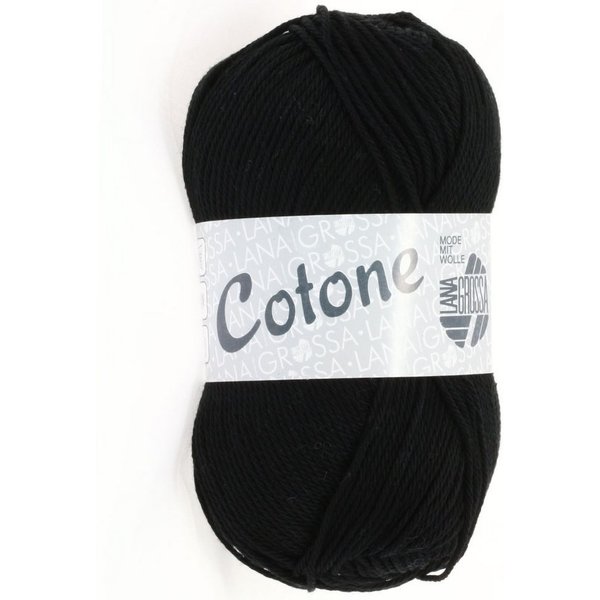 LANA GROSSA Cotone 0021 schwarz Häkelwolle, 125 m