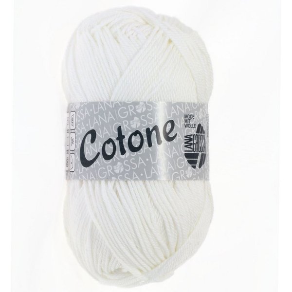 LANA GROSSA Cotone 0022 weiß Häkelwolle, 125 m