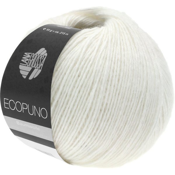 LANA GROSSA ECOPUNO Superweiches Netzgarn aus Baumwolle Häkelwolle, 215 m (72 % Baumwolle kombiniert mit Merino und feinem Alpaka, Superweiches Netzgarn aus Bau