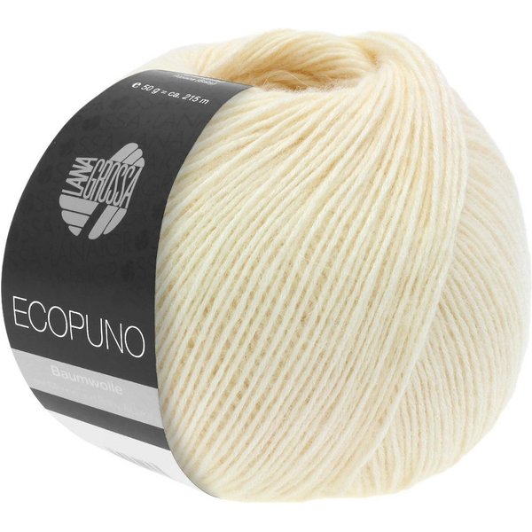 LANA GROSSA ECOPUNO Superweiches Netzgarn aus Baumwolle Häkelwolle, 215 m (72 % Baumwolle kombiniert mit Merino und feinem Alpaka, Superweiches Netzgarn aus Bau