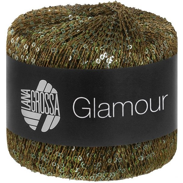 LANA GROSSA GLAMOUR Häkelwolle, 115 m (Beilaufgarn mit Pailletten für funkelnde Akzente), 25 g