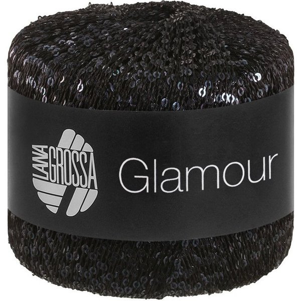 LANA GROSSA GLAMOUR Häkelwolle, 115 m (Beilaufgarn mit Pailletten für funkelnde Akzente), 25 g