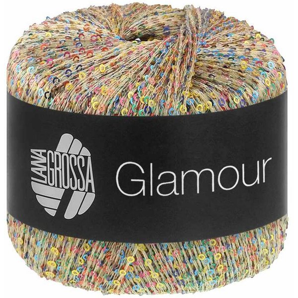 LANA GROSSA GLAMOUR Häkelwolle, 115 m (25 g), glänzendes Effektgarn mit Pailletten