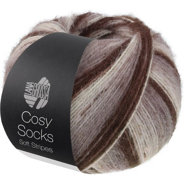 LANA GROSSA Meilenweit 100 g COSY SOCKS SOFT STRIPES Häkelwolle, 400 m (Flauschige Sockenwolle mit Merinowolle mit besonderem Druckeffekt, waschmaschinenfest), 