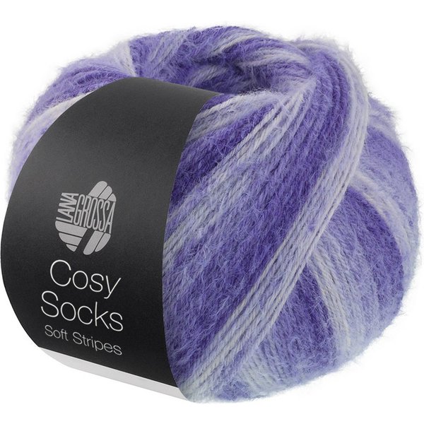 LANA GROSSA Meilenweit 100 g COSY SOCKS SOFT STRIPES Häkelwolle, 400 m (Flauschige Sockenwolle mit Merinowolle mit besonderem Druckeffekt, waschmaschinenfest), 