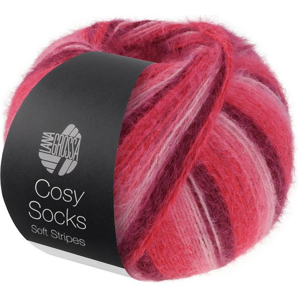 LANA GROSSA Meilenweit 100 g COSY SOCKS SOFT STRIPES Häkelwolle, 400 m (Flauschige Sockenwolle mit Merinowolle mit besonderem Druckeffekt, waschmaschinenfest), 