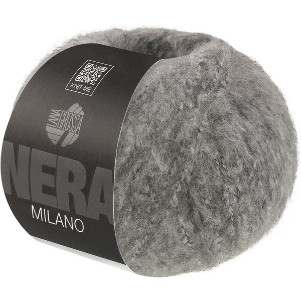 LANA GROSSA MILANO (NERA) Flauschiges Strickgarn mit elegantem Melange-Effekt Häkelwolle, 140 m (Weiches, gebürstetes Garn aus einer Mischung aus Baby-Alpaka un