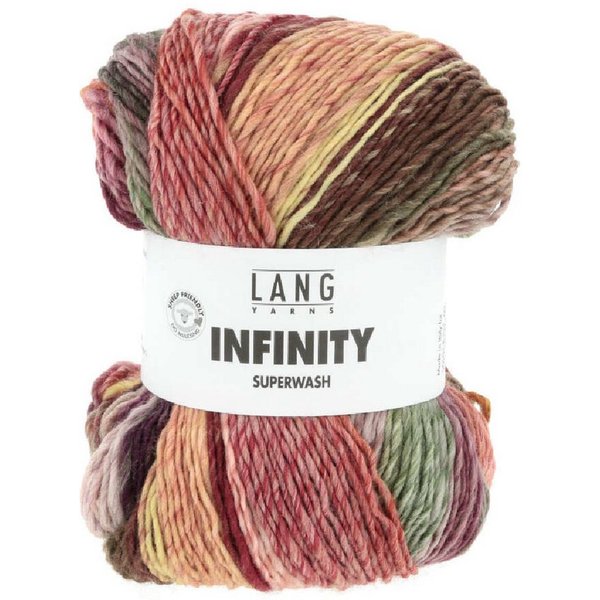 LANG YARNS INFINITY Häkelwolle, 260 m (100 Gramm), Merinowolle mit unregelmaßigen Farbverläufen mulesingfrei