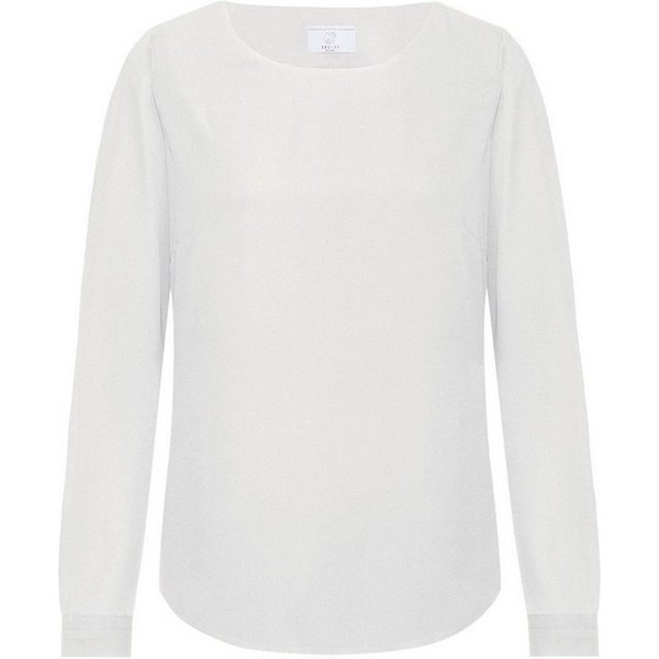 GREIFF Langarmbluse Greiff CHIFFON Damen Chiffon-Bluse Langarm Rundhals Regular Weiß
