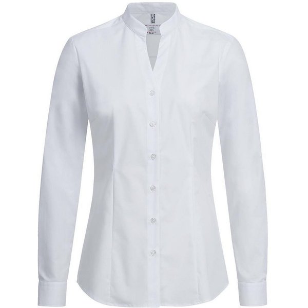 GREIFF Langarmbluse Greiff Corporate Bluse BASIC Damen Stehkragen OEKO TEX® Weiß